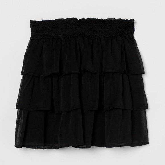 (NWT) H&M - black tiered ruffle chiffon mini skirt (small) - Picture 1 of 1